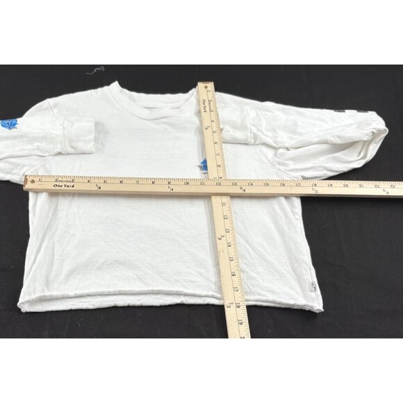 Vans Long Sleeve White Checkerboard Rose Graphic Tee Small Cropped - Picture 2 of 4